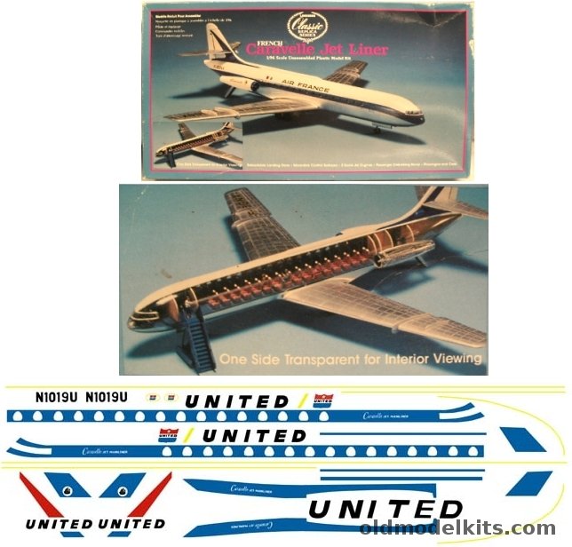 Lindberg 1/96 Sud Aviation Caravelle United or Air France with Full Interior Detail, 5314 plastic model kit